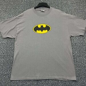 Batman Shirt Men Extra Large Gray Hanes Beefy Short Sleeve Crew Neck Cotton XL